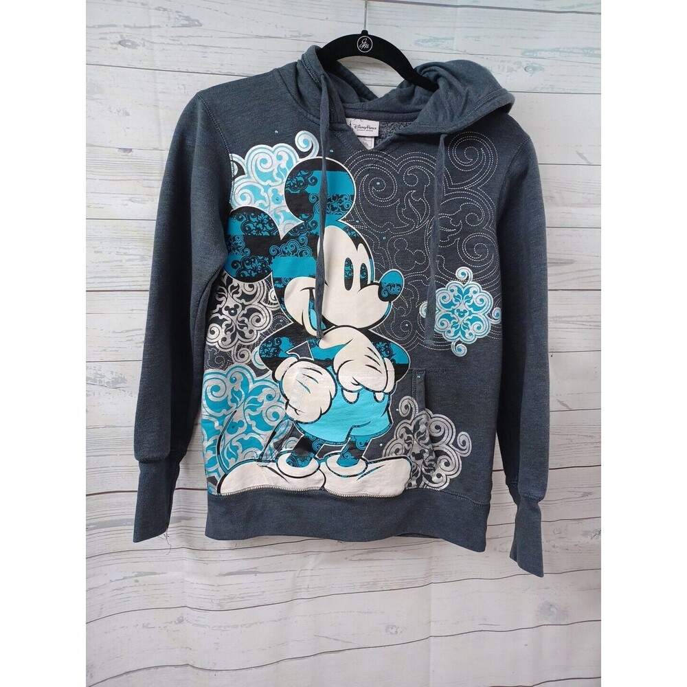 Disney Parks Authentic Micky Mouse Youth M L Gray Hoodie Sweatshirt